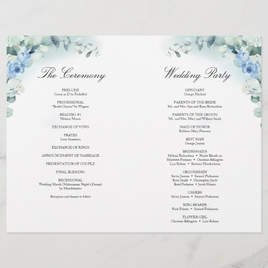 Dusty Blue Floral Greenery Eucalyptus Wedding (Achterkant)