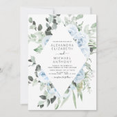 Dusty Blue Floral Greenery Eucalyptus Wedding Invi Kaart (Voorkant)