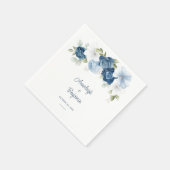 Dusty Blue Floral Greenery Foliage Wedding Servet (Hoek)