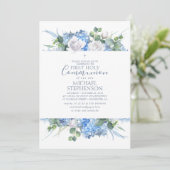 Dusty Blue Floral Greenery Modern Heilige GEMEENSC Kaart (Staand voorkant)