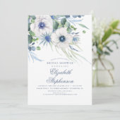 Dusty Blue Floral Greenery Modern Vrijgezellenfees Kaart (Staand voorkant)