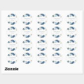 Dusty Blue Floral Greenery Script Wedding Ronde Sticker (Vel)