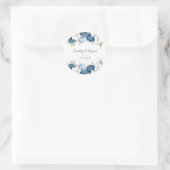 Dusty Blue Floral Greenery Script Wedding Ronde Sticker (Tas)