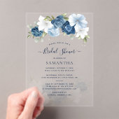 Dusty Blue Floral Greenery Vrijgezellenfeest Acryl Uitnodigingen (Insitu (Draagbaar))