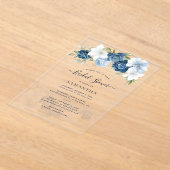 Dusty Blue Floral Greenery Vrijgezellenfeest Acryl Uitnodigingen (Laagn)