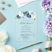 Dusty Blue Floral Greenery Vrijgezellenfeest Acryl Uitnodigingen (Insitu (Huwelijk))