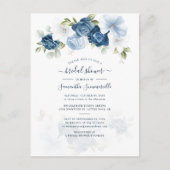 Dusty Blue Floral Greenery Vrijgezellenfeest Uitnodiging Briefkaart (Voorkant)