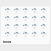Dusty Blue Floral Greenery Wedding Custom Ronde Sticker (Vel)