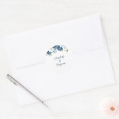 Dusty Blue Floral Greenery Wedding Custom Ronde Sticker (Envelop)