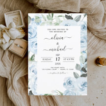 Dusty Blue Floral Greenery Wedding
