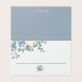 Dusty Blue Floral Greenery Wedding Place Card Kaart (Buitenkant ongevouwen)