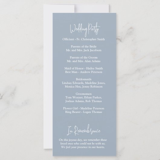 Dusty Blue Floral Greenery Wedding Programme (Achterkant)