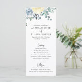 Dusty Blue Floral Greenery Wedding Programme (Staand voorkant)
