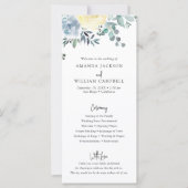 Dusty Blue Floral Greenery Wedding Programme (Voorkant)