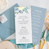 Dusty Blue Floral Greenery Wedding Programme