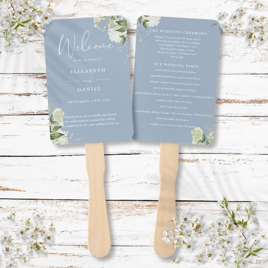 Dusty Blue Floral Greenery Wedding Programme Handwaaier