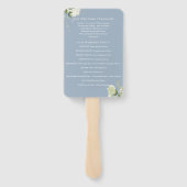 Dusty Blue Floral Greenery Wedding Programme Handwaaier (Achterkant)