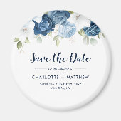 Dusty Blue Floral Greenery Wedding Save the Date Magneet (Voorkant)