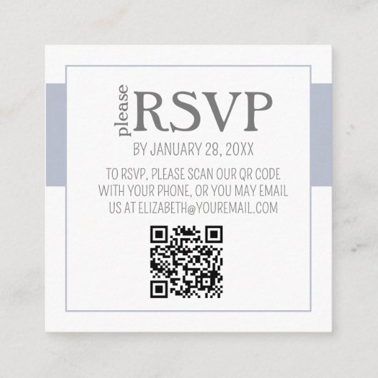 Dusty Blue Floral & Grey QR Code RSVP Card Informatiekaartje (Achterkant)