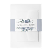 Dusty Blue Floral & Grey  Uitnodigingen Wikkel (Voorkant Voorbeeld)