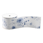 Dusty Blue Floral Grosgrain Ribbon Grosgrain Lint (Spoel)