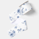 Dusty Blue Floral Grosgrain Ribbon Lint (Achterkant)