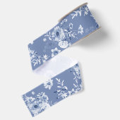 Dusty Blue Floral Grosgrain Ribbon Lint (Achterkant)