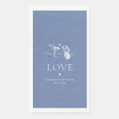 Dusty Blue Floral Guest Towels with "Love" Servet (Voorkant)