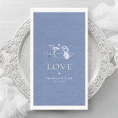 Dusty Blue Floral Guest Towels with "Love" Servet