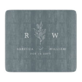 Dusty Blue Floral Handgeschreven Script Pas getrou Snijplank (Voorkant)