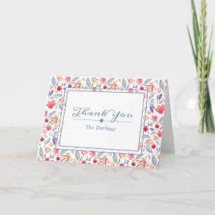 Dusty Blue Floral Hartelijk dank Bedankkaart