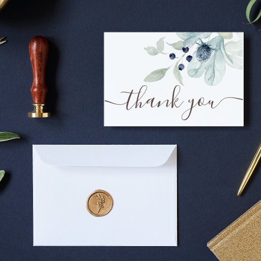 Dusty Blue Floral Hartelijk dank voor uw kaarten