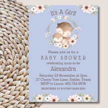 Dusty Blue Floral Het is een Girl Owl Baby shower