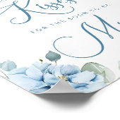 Dusty blue floral Hoeveel kissers vrijgezellenfees Poster (Hoek)
