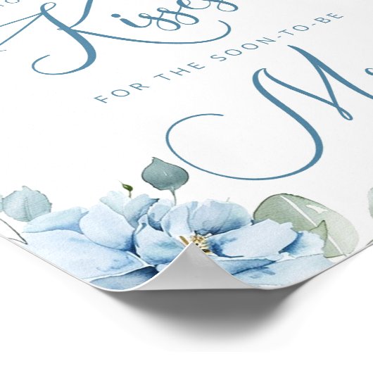 Dusty blue floral Hoeveel kissers vrijgezellenfees Poster (Hoek)