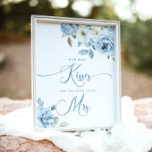 Dusty blue floral Hoeveel kissers vrijgezellenfees Poster