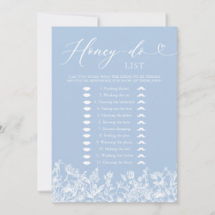 Dusty Blue Floral Honey Do List Vrijgezellenfeest  Kaart