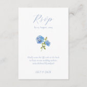 Dusty Blue Floral Hydrangea bruiloft RSVP Informatiekaartje (Voorkant)