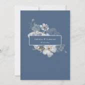 Dusty Blue Floral Hydrangea Rozen Wedding Kaart (Achterkant)
