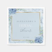 Dusty Blue Floral Hydrangea Vrijgezellenfeest Servet (Voorkant)