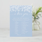 Dusty Blue Floral Ik hou van je rond de wereld spe Kaart (Staand voorkant)