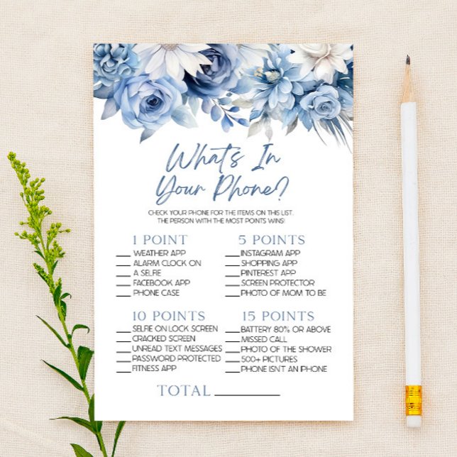 Dusty Blue Floral in je telefoon Baby shower spel (Creator heeft geüpload)