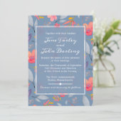 Dusty Blue Floral Invitation Kaart (Staand voorkant)