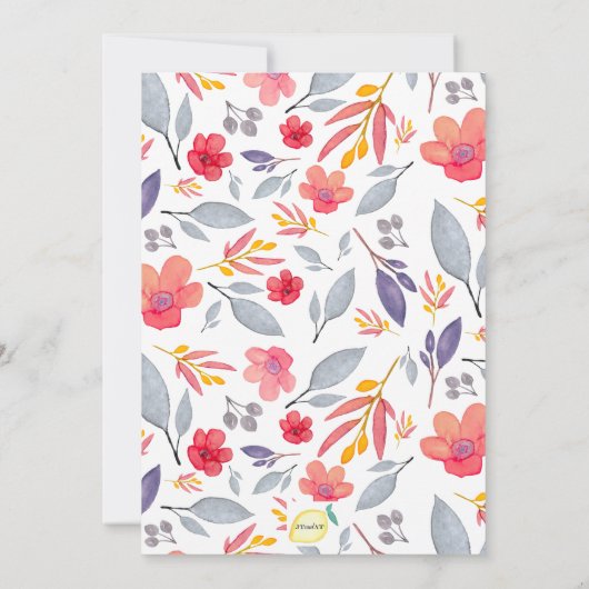 Dusty Blue Floral Invitation Kaart (Achterkant)