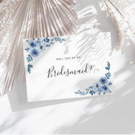 dusty blue floral is een bruidskaart briefkaart