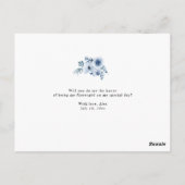 dusty blue floral is een bruidskaart briefkaart (Achterkant)