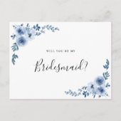 dusty blue floral is een bruidskaart briefkaart (Voorkant)