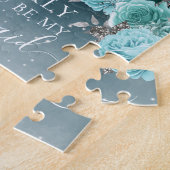 Dusty Blue Floral is mijn Bridesmaid foto Legpuzzel (Zijkant)