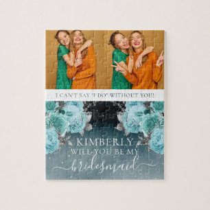 Dusty Blue Floral is mijn Bridesmaid foto Legpuzzel