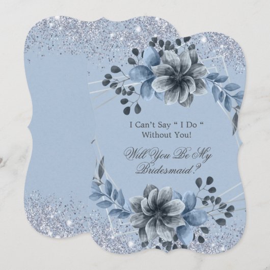 Dusty Blue Floral Je bent mijn Bridesmaid Kaart (Voorkant / Achterkant)